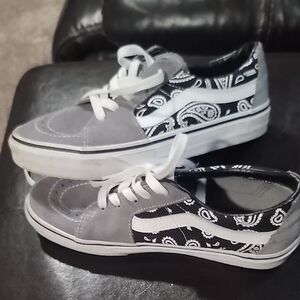 Vans Gray and Black Paisley Sneakers